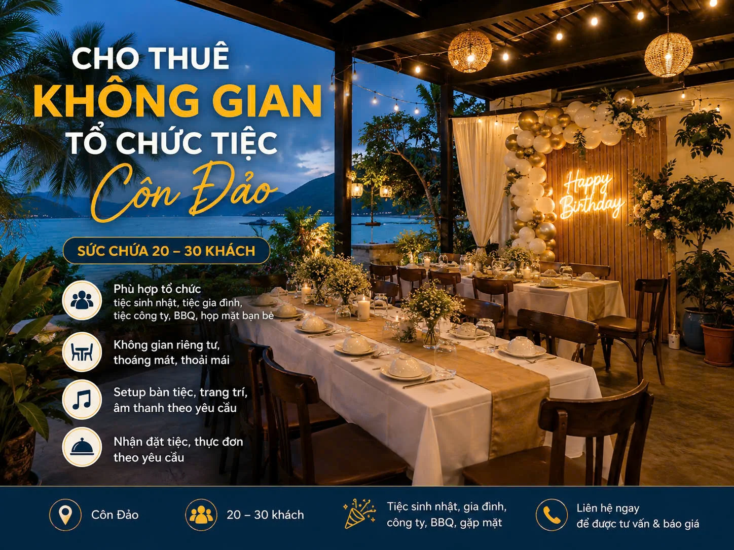 Cho Thuê Không Gian Tổ Chức Tiệc Côn Đảo