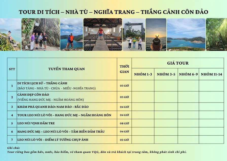 TOUR BỘ KHỞI HÀNH HÀNG NGÀY CONDAO TRIP